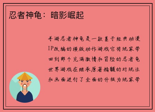 忍者神龟：暗影崛起
